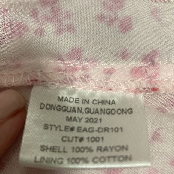 Ever After Floral Print Pink Dress with Adjustable Spaghetti Straps. Size 12 - Picture 7 of 8